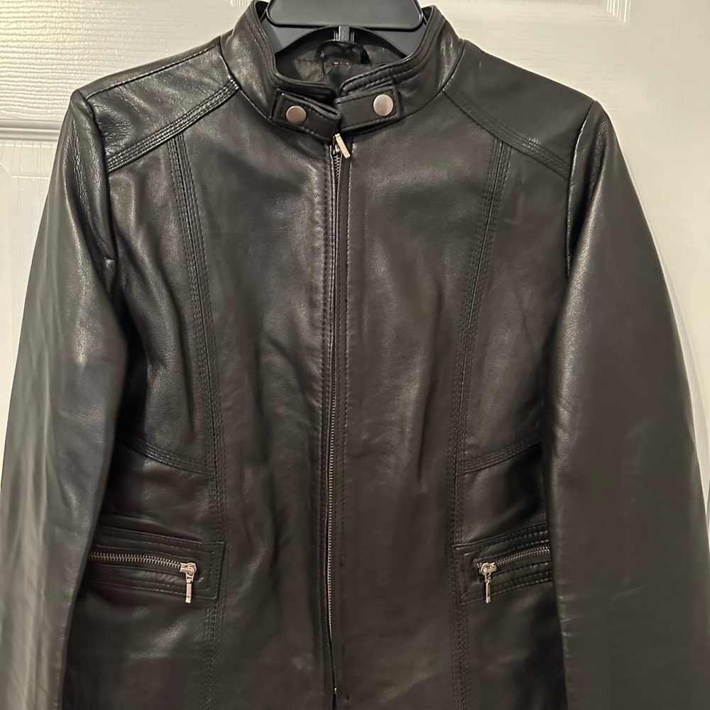 Genuine leather jacket black color